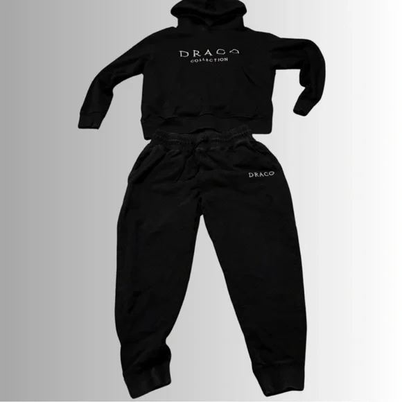 Draco Collection Black Sweatsuit Set - Hoodie & Joggers - Size Medium - EUC - Picture 2 of 6